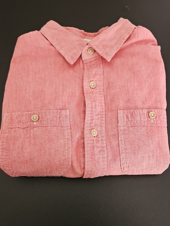 Abercrombie & Fitch Muscle Fit Button Up Shirt Small Red Distressed Look Cotton - Picture 2 of 10